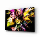 Profilo con Chioma di Pittura Giallo Dorato quadro in vetro - 72x46 cm