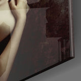 Rose And Woman Glass Wall Art.