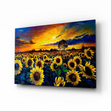 Sunflower Flower Glass Wall Art.