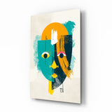 Teal And Yellow Geometric Face Glass Wall Art - 72x46 cm