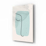 Mint Blob Minimal Line Face Glass Wall Art - 72x46 cm