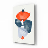 Orange Marineblau Aquarell Balance Glasbild - 72x46 cm