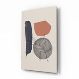 Feuille Pinceau Marine Cercle Gris tableau en verre - 72x46cm
