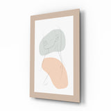 Portrait Line Art Sauge et Pêche tableau en verre - 72x46cm