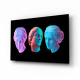 Neon Pastell Trio Marmorbüsten Glasbild - 72x46 cm