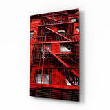 Red Stairs Glass Wall Art.