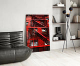 Red Stairs Glass Wall Art.