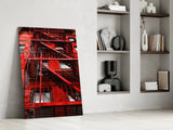 Red Stairs Glass Wall Art.