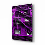 Purple Stairs Glass Wall Art.