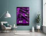 Purple Stairs Glass Wall Art.