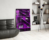 Purple Stairs Glass Wall Art.