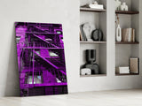 Purple Stairs Glass Wall Art.