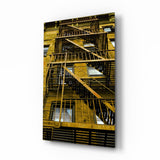 Yellow Stairs Glass Wall Art - 72x46 cm