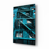 Blaue Treppe Glasbild
