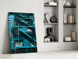 Blue Stairs Glass Wall Art.