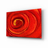Molten Red Vortex Amber Ribbon Glass Wall Art - 72x46 cm