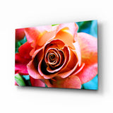 Fond Pêche Rose Turquoise tableau en verre - 72x46cm