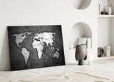 World Map Glass Wall Art.