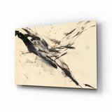 Schwarzer Tintenspritzer auf Beige Glasbild - 72x46 cm