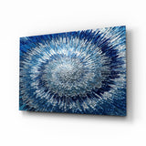 Blue and White Starburst Mosaic Glass Wall Art - 72x46 cm