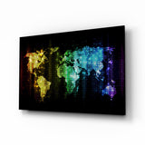 Pixel-Regenbogen Weltkarte Glasbild - 72x46 cm