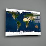 World Map Glass Wall Art.