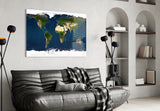 World Map Glass Wall Art.
