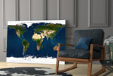 World Map Glass Wall Art.