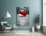 Red Umbrella Glass Wall Art.