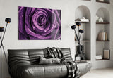 Purple Rose Glass Wall Art.