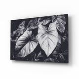 Hojas de Jungla Monocromáticas cuadro de cristal - 72x46 cm