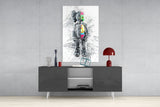 Abstract Robot Glass Wall Art.