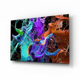 Teal Purple Paint Splash Glass Wall Art - 72x46 cm