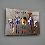 Colorful Zebras Glass Wall Art.