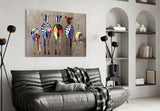 Colorful Zebras Glass Wall Art.