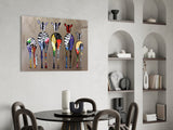 Colorful Zebras Glass Wall Art.