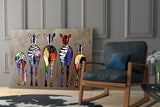 Colorful Zebras Glass Wall Art.
