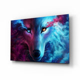 Neon Smoke Wolf Glass Wall Art - 72x46 cm