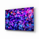 Leuchtender Quallenschwarm Neon Glasbild - 72x46 cm