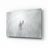 Foggy Pane Reaching Hand Grey Glass Wall Art - 72x46 cm