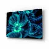 Pétalos de Amapola Turquesa Brillante cuadro de cristal - 72x46 cm