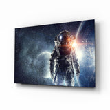 Astronaute Éruption Solaire Cosmique tableau en verre - 72x46cm