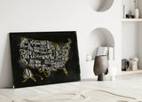 Map of USA Glass Wall Art.