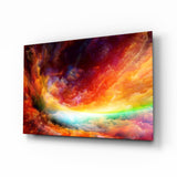 Vibrant Rainbow Cloud Sky Glass Wall Art - 72x46 cm
