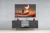 Red Moon Glass Wall Art.