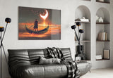Red Moon Glass Wall Art.