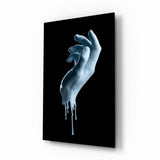 Schmelzende Eisblau Handskulptur Glasbild - 72x46 cm