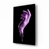Dripping Lilac Hand Sculpture Glass Wall Art - 72x46 cm