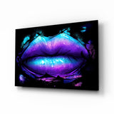 Violett-Türkis Galaxie Bemalte Lippen Glasbild - 72x46 cm