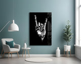 Horns Hands Glass Wall Art.